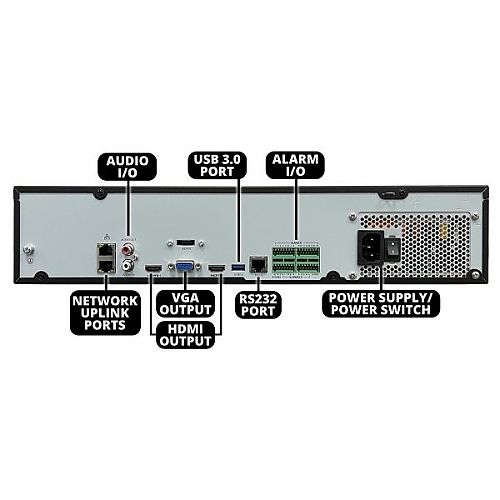 UNV 12MP 64-Channel NDAA-Compliant IP Network Video Recorder with 8 SATA Hard Drive Bays and RAID Data Protection