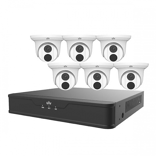 UNV 6 x 4MP Turret IP Camera + 8-Channel 4K NVR + 2TB HDD Video Surveillance Kit