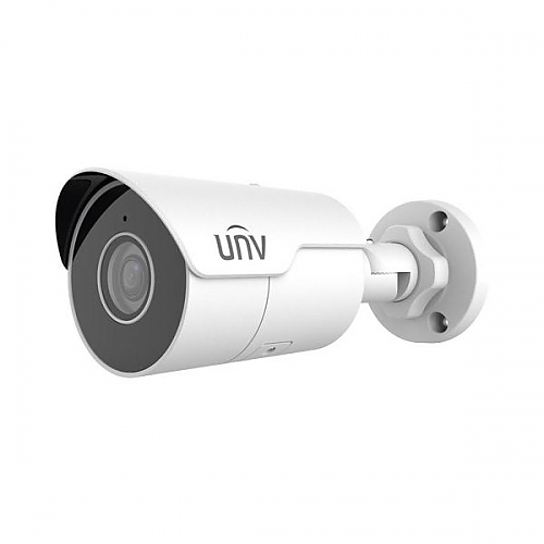 UNV 8MP 4K UltraHD NDAA-Compliant Weatherproof Bullet IP Security Camera with 2.8mm Fixed Lens and a Built-In Microphone
