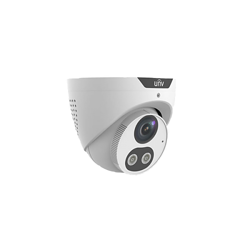 UNV 4MP Tri-Guard NDAA-Compliant Weatherproof Turret IP Security Camera 2.8mm Fixed Lens with Deep Learning AI, Active Deterrence, and 24/7 Color Illumination