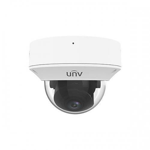 UNV 4MP NDAA-Compliant Weatherproof Vandal Dome IP Security Camera with a 2.7 - 13.5mm Motorized Varifocal Lens and a Built-in Microphone